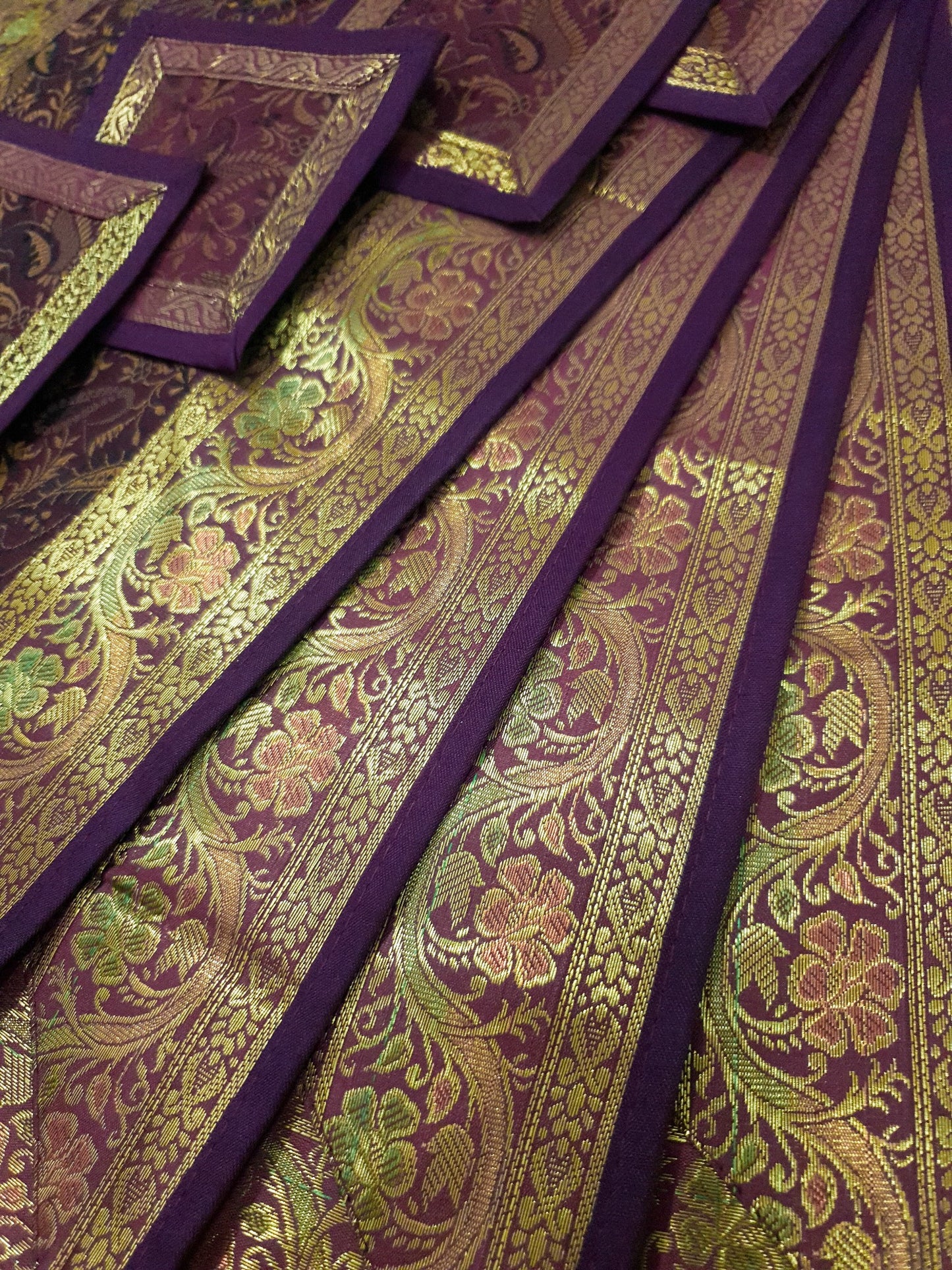 13 PC Wine Table Runner Dining Indian Banarasi Silk Brocade Paisley Decor Cloth