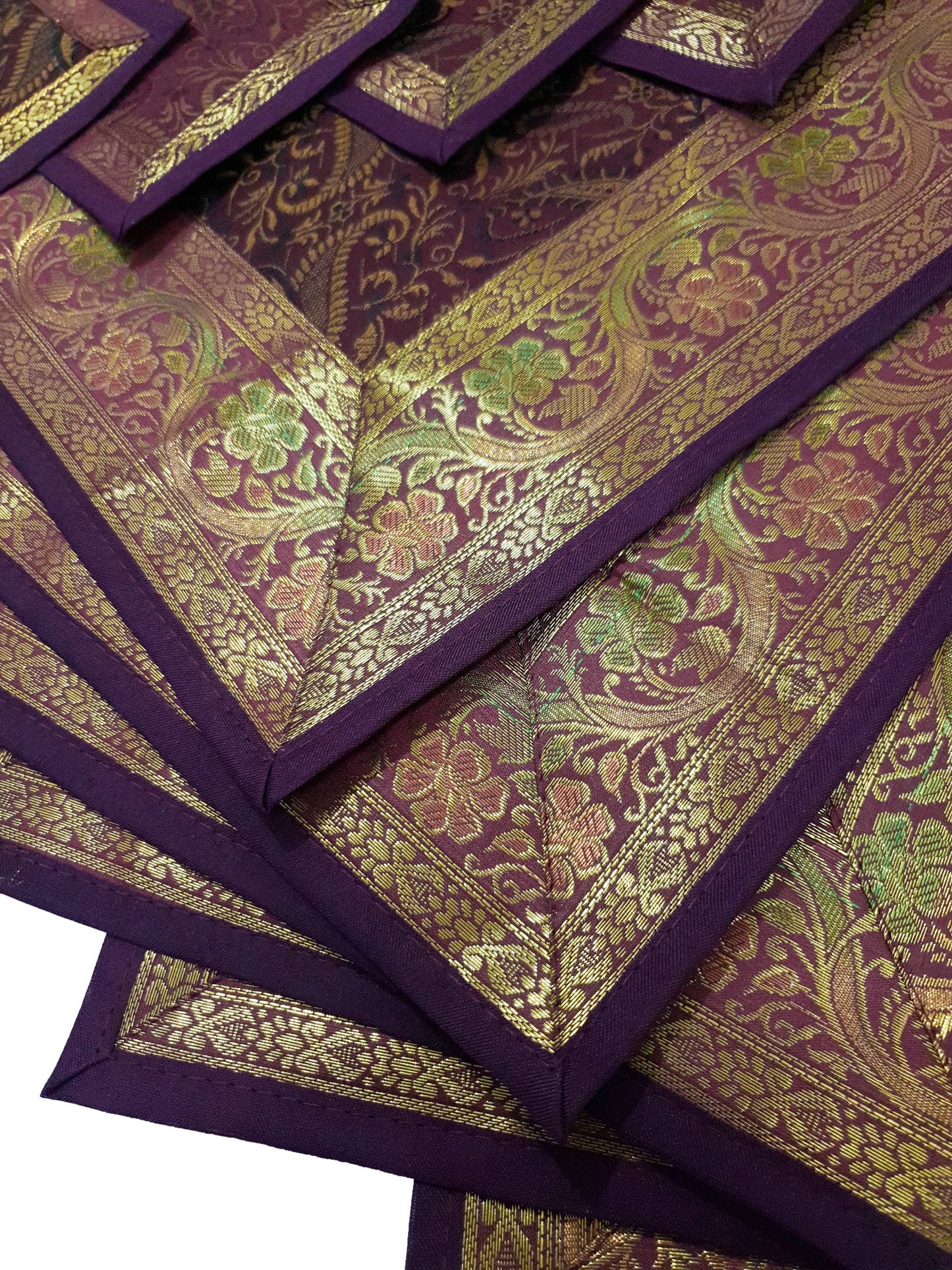 13 PC Wine Table Runner Dining Indian Banarasi Silk Brocade Paisley Decor Cloth