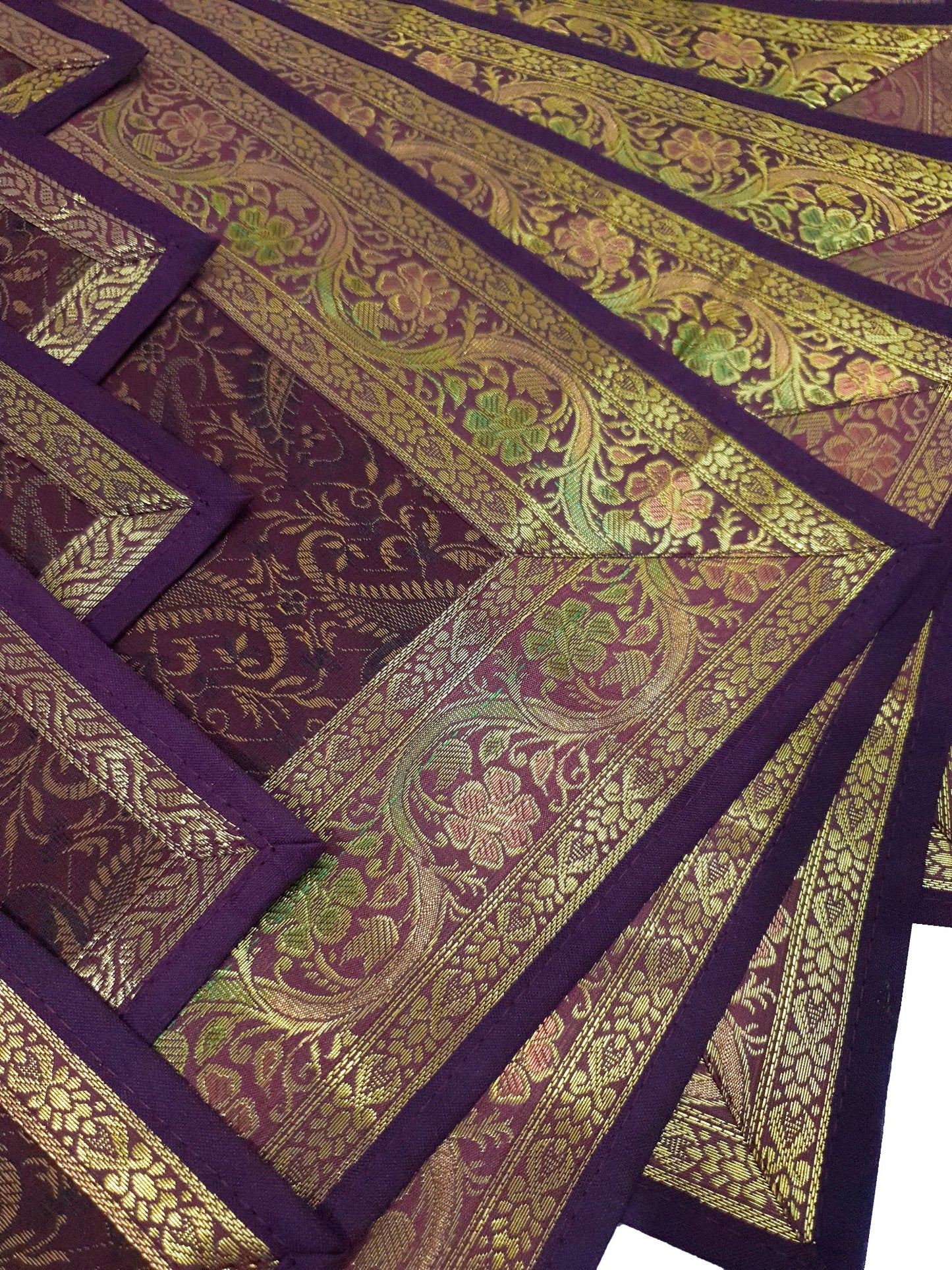 13 PC Wine Table Runner Dining Indian Banarasi Silk Brocade Paisley Decor Cloth
