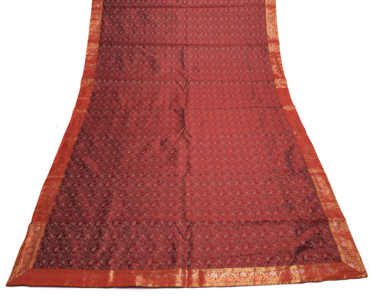 88"x 47" Dining Table Top Cover Indian Banarasi Silk Woven Paisley Cloth Maroon