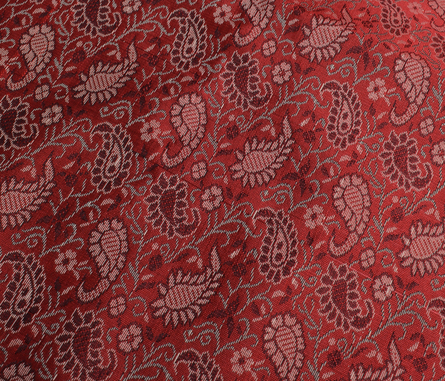 88"x 47" Dining Table Top Cover Indian Banarasi Silk Woven Paisley Cloth Maroon