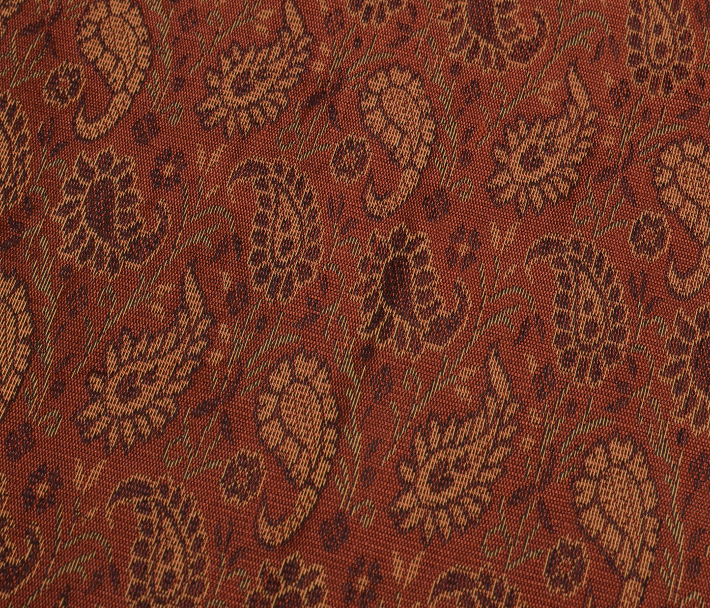 88"x47" Dining Table Top Cover Indian Banarasi Silk Woven Paisley Brown Cloth