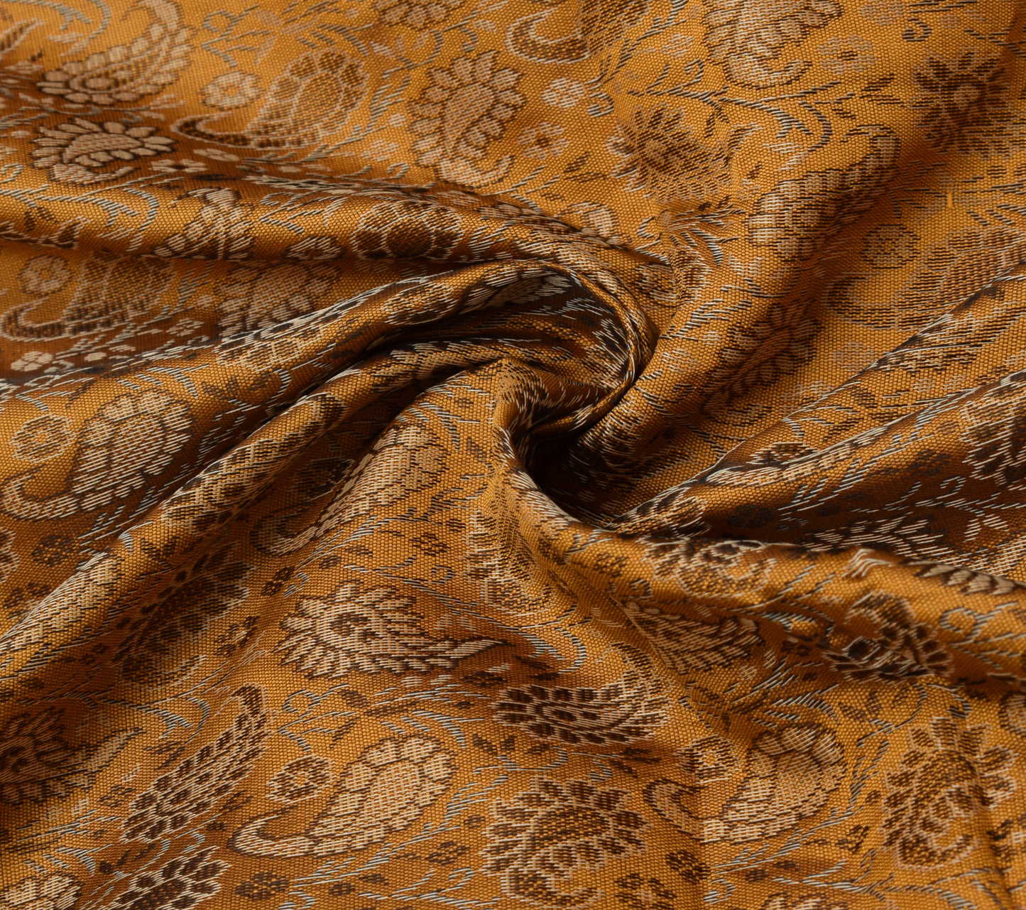 Indian Mustard Table Top Cover Woven Zari Border Art Silk Brocade 88"x47" Cloth
