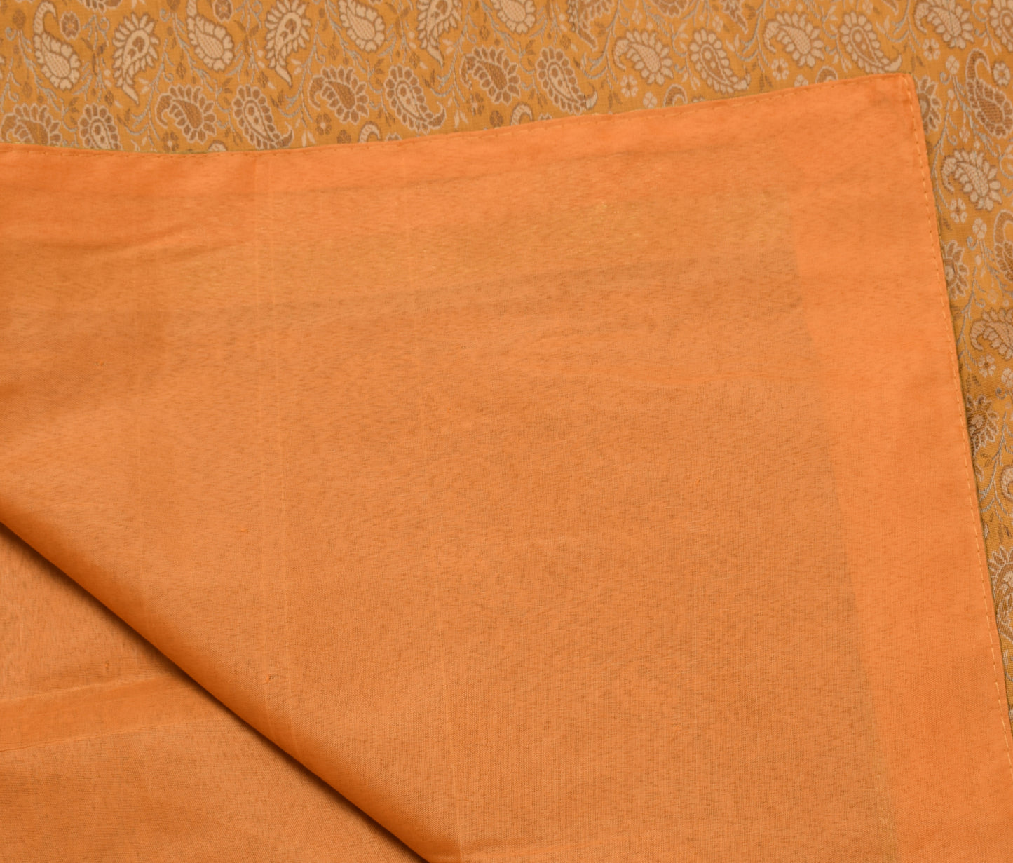 Indian Mustard Table Top Cover Woven Zari Border Art Silk Brocade 88"x47" Cloth