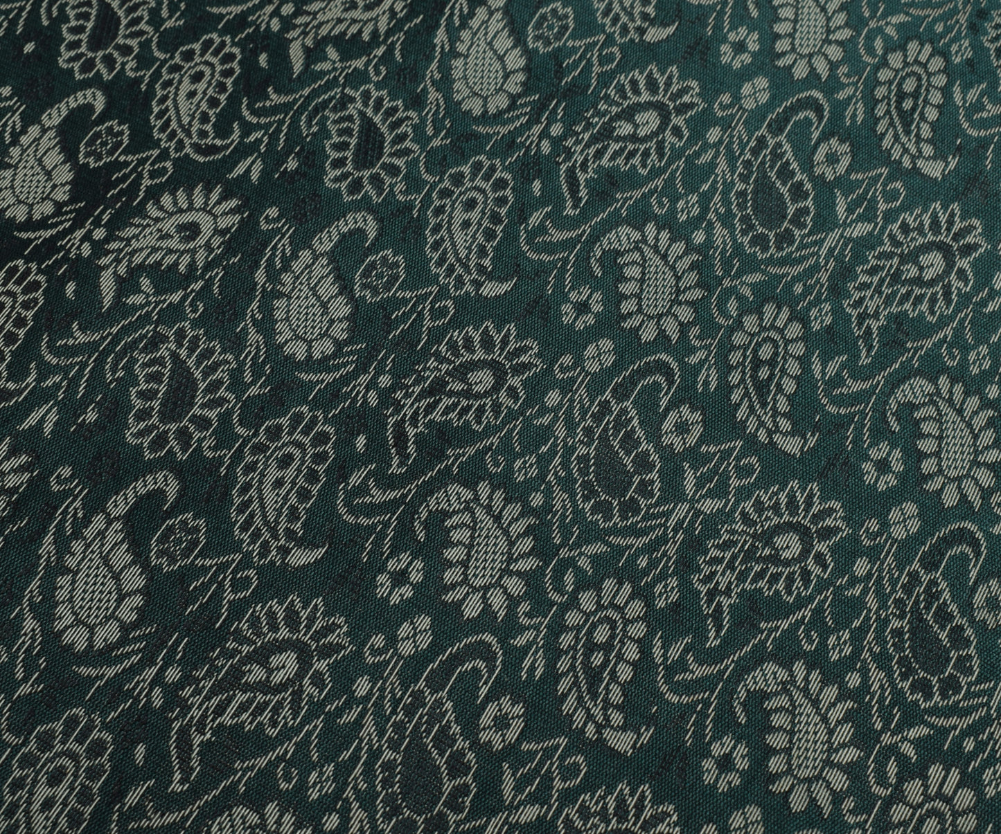Indian Green Table Top Cover Woven Zari Border Art Silk Brocade 88" x 47" Cloth
