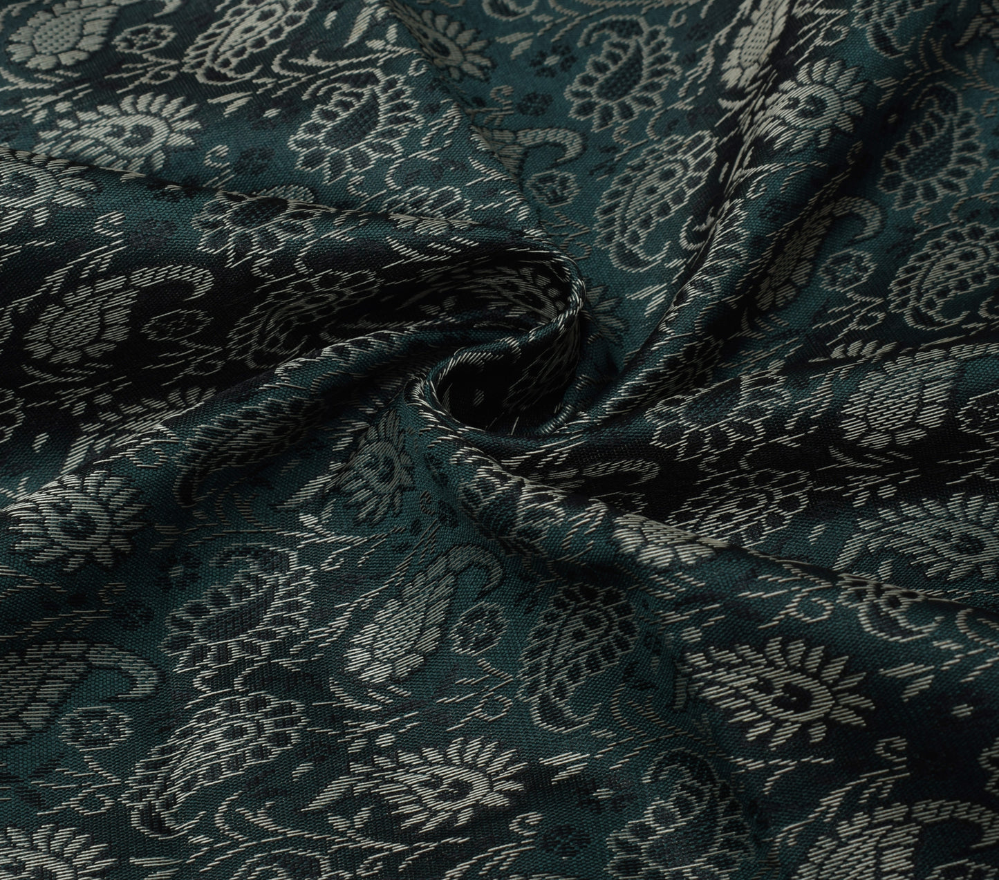 Indian Green Table Top Cover Woven Zari Border Art Silk Brocade 88" x 47" Cloth