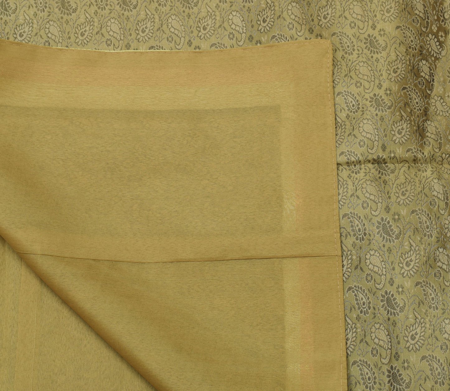 Rectangle Indian Banarasi Silk Woven Paisley Dining Table Top Cover Cloth Brown