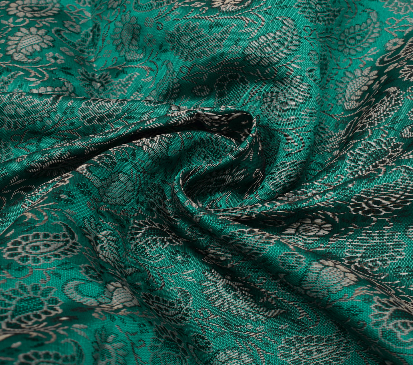 88" x 47"Dining Table Indian Banarasi Silk Woven Paisley Top Cover Cloth Green