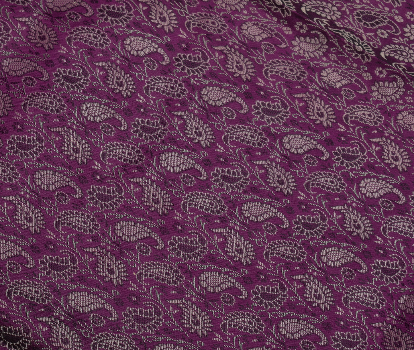 48 Inch Square Table Top Cover Purple Woven Zari Border Silk Brocade Cloth