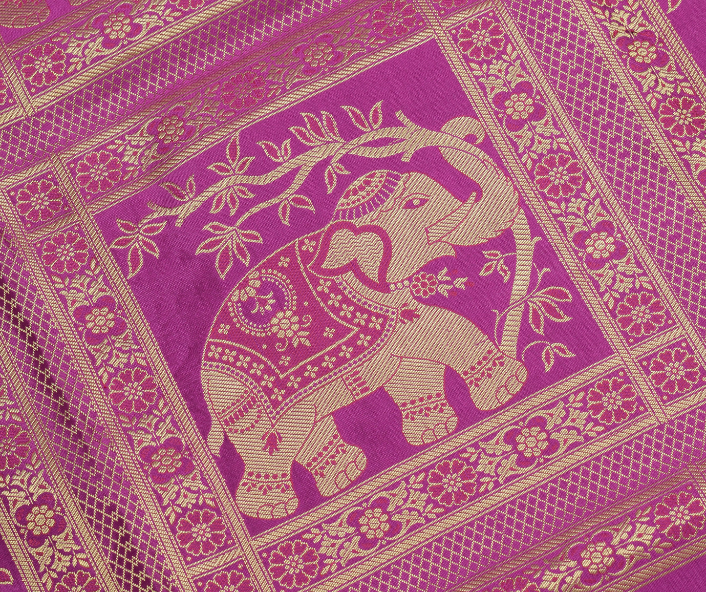 48 Inch Square Table Top Cover Magenta Woven Zari Border Brocade Elephant Cloth