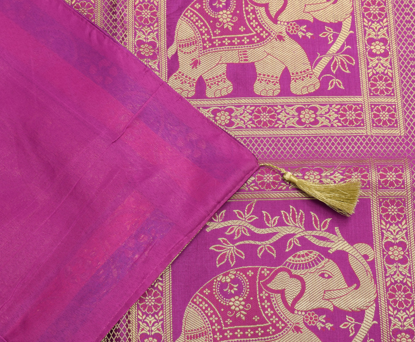 48 Inch Square Table Top Cover Magenta Woven Zari Border Brocade Elephant Cloth
