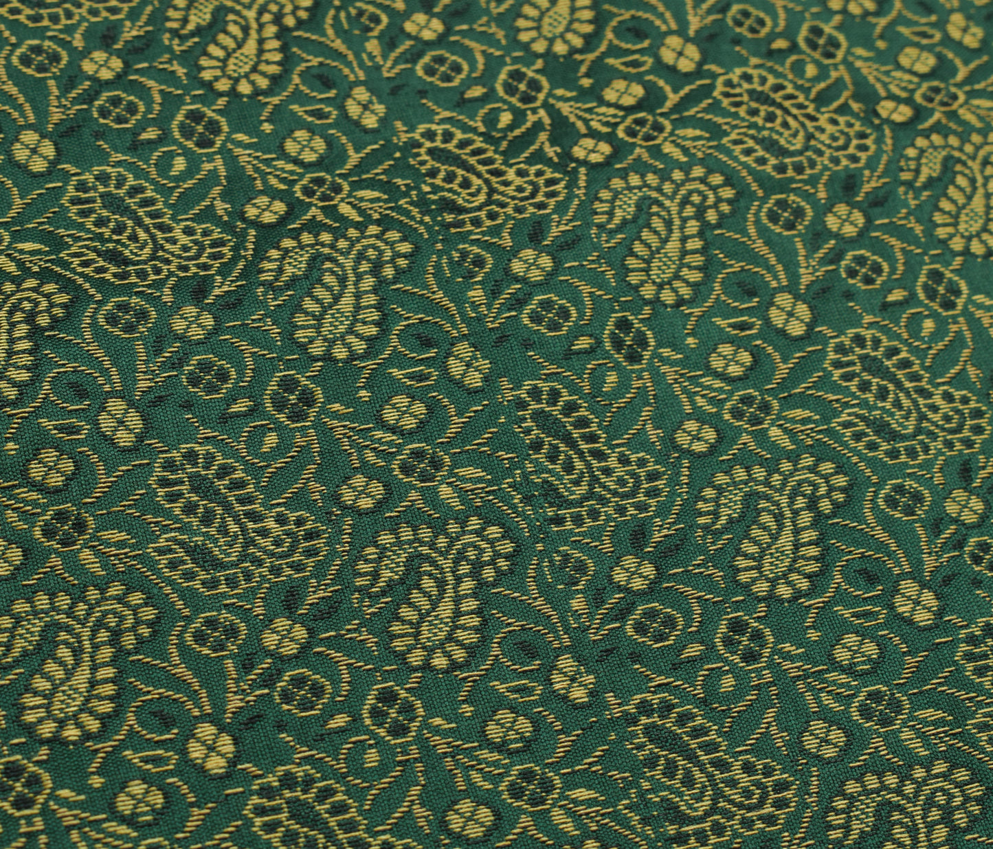 48 Inch Square Table Top Cover Green Woven Zari Border Silk Brocade Cloth