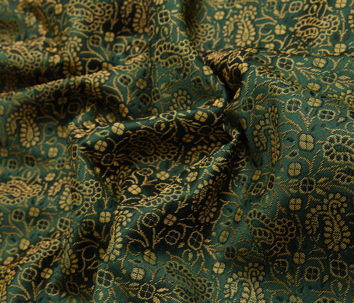 48 Inch Square Table Top Cover Green Woven Zari Border Silk Brocade Cloth