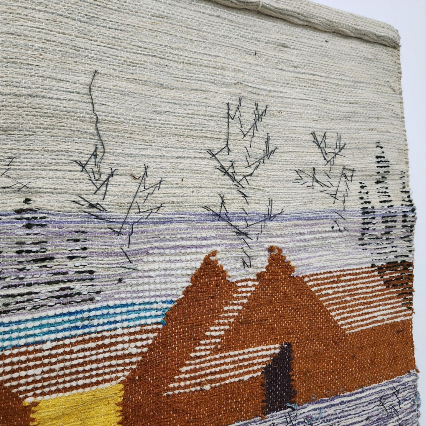 Handmade Winter Wall Hanging Home Decor Indian Large Tapestry Snowfall Wool Jute