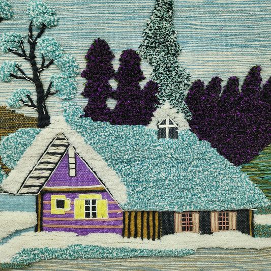 Jute & Wool Wall Hanging HandMade Indian Tapestry 3D Hut Tree Ice Decor