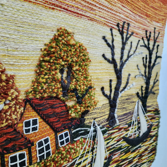 River Side Natural Handmade Wall Hanging Decor Indian Large Tapestry Wool Jute