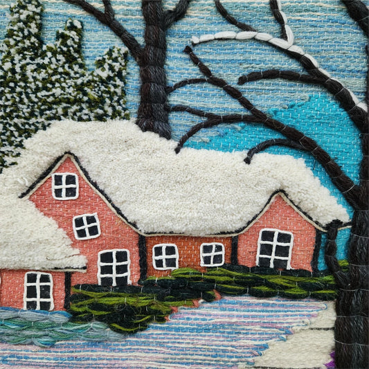 Snowy Mornings Scene Wall Hanging Home Decor Indian Large Tapestry Wool Jute