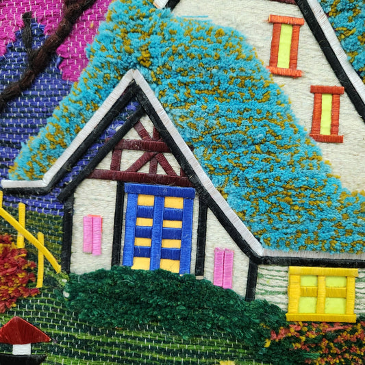 Jute & Wool Wall Hanging HandMade Indian Tapestry 3D Hut Tree Ice Decor