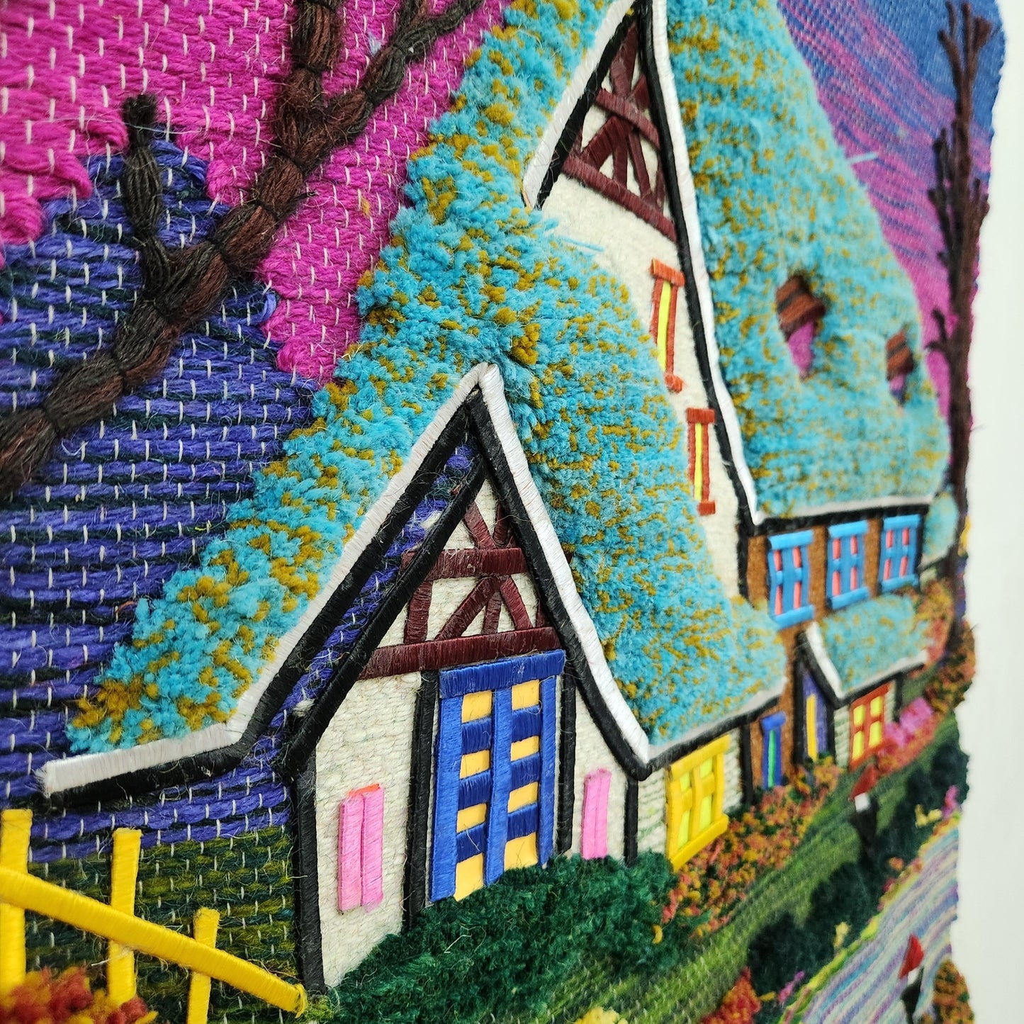 Jute & Wool Wall Hanging HandMade Indian Tapestry 3D Hut Tree Ice Decor