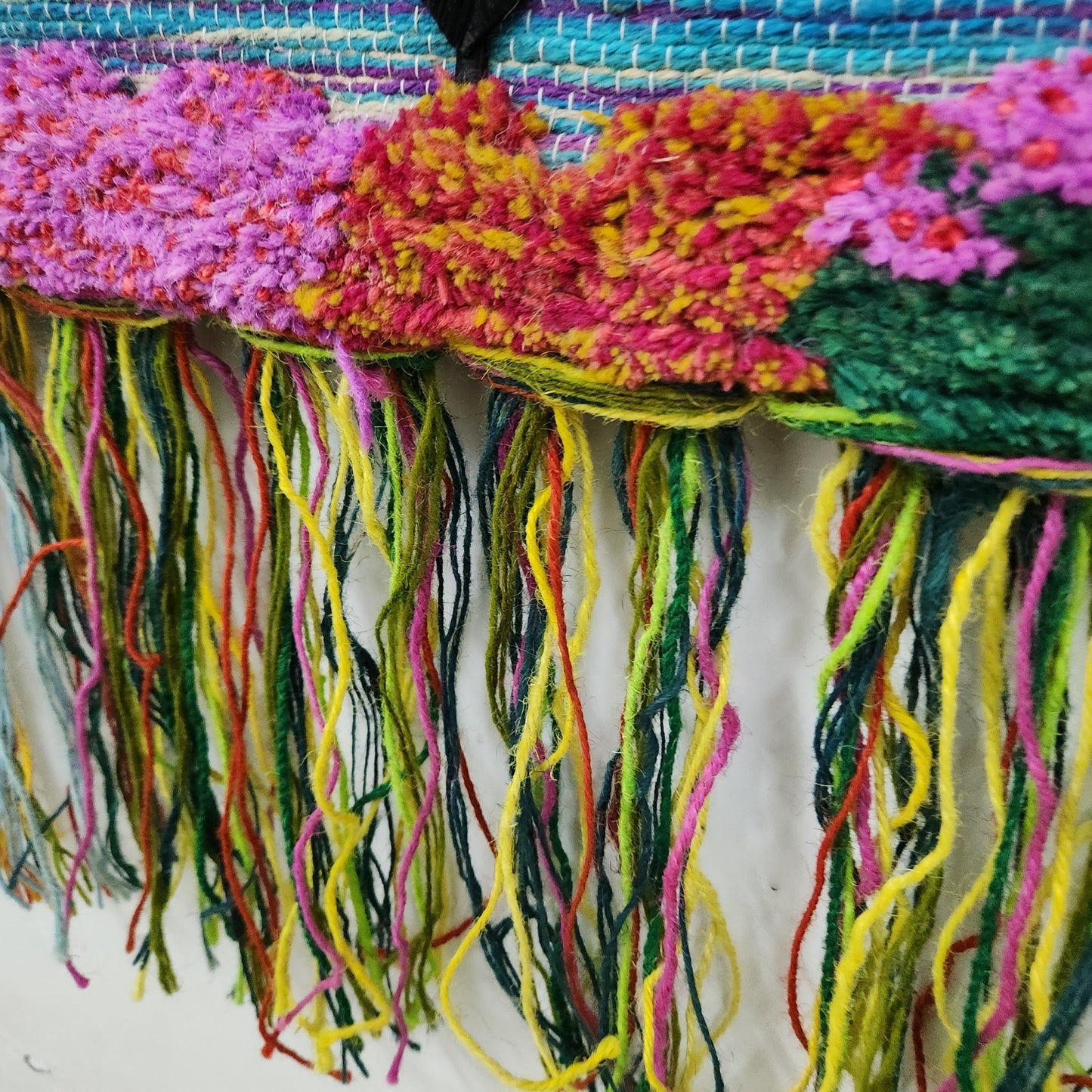 Jute & Wool Wall Hanging HandMade Indian Tapestry 3D Hut Tree Ice Decor