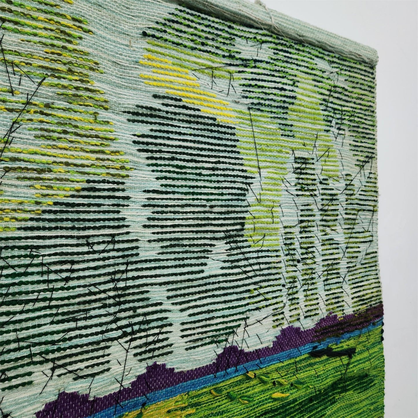 32x40" Wall Hanging for Decor Natural Green Garden 3D Jute Tapestry: Hand-Woven