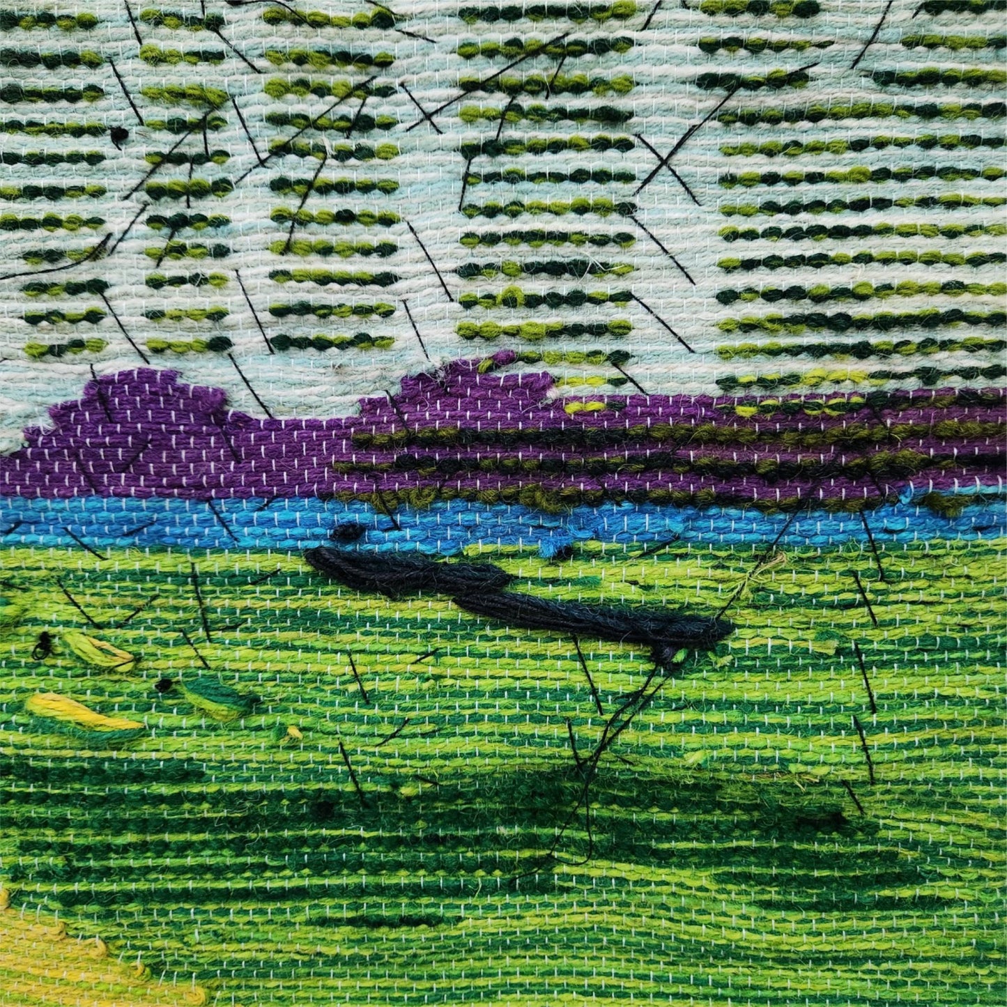 32x40" Wall Hanging for Decor Natural Green Garden 3D Jute Tapestry: Hand-Woven