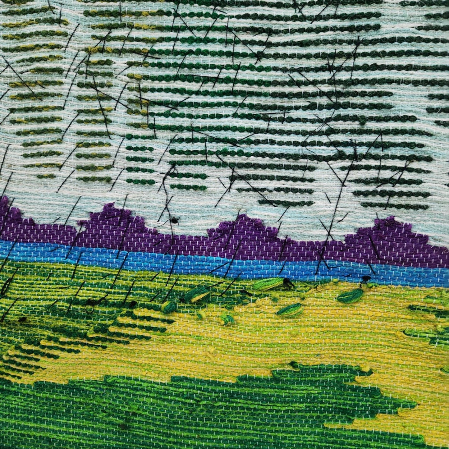 32x40" Wall Hanging for Decor Natural Green Garden 3D Jute Tapestry: Hand-Woven