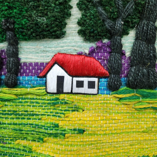 32x40" Wall Hanging for Decor Natural Green Garden 3D Jute Tapestry: Hand-Woven