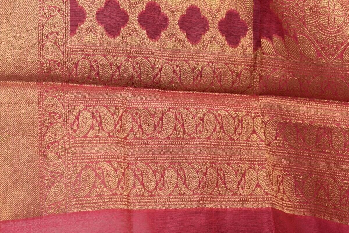 Dark Pink Banarasi Silk Dupatta Woven Zari Brocade Indian Long Stole Wrap Shawl