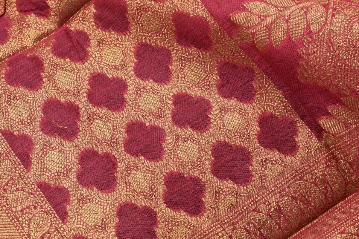 Dark Pink Banarasi Silk Dupatta Woven Zari Brocade Indian Long Stole Wrap Shawl