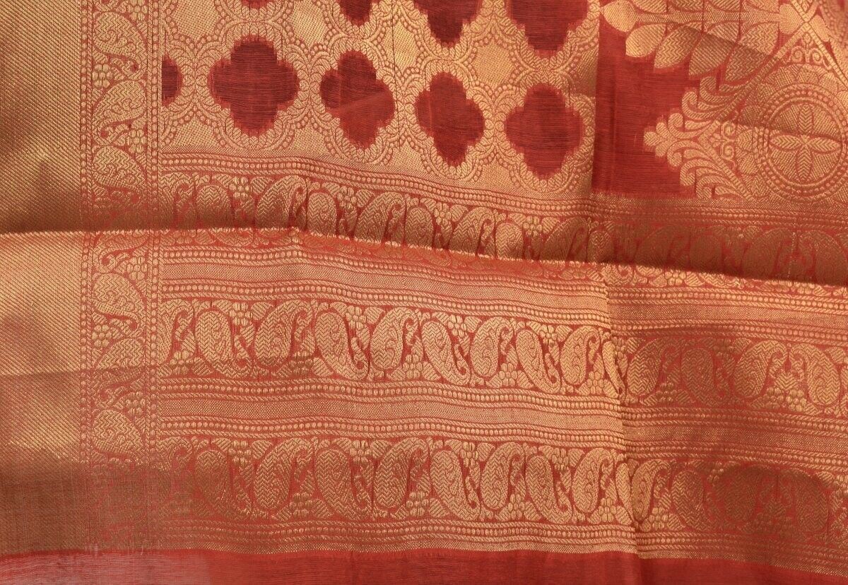 Maroon Banarasi Silk Dupatta Woven Zari Brocade Indian Long Stole Wrap Shawl