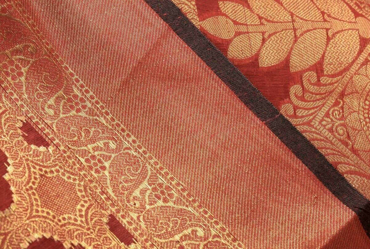 Maroon Banarasi Silk Dupatta Woven Zari Brocade Indian Long Stole Wrap Shawl