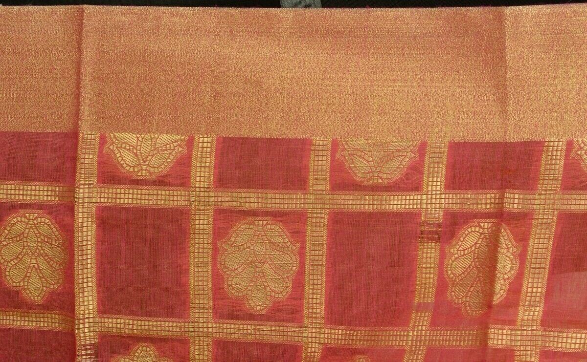 Dark Pink Banarasi Dupatta Floral Woven Zari Brocade Indian Long Stole Wrap Shaw