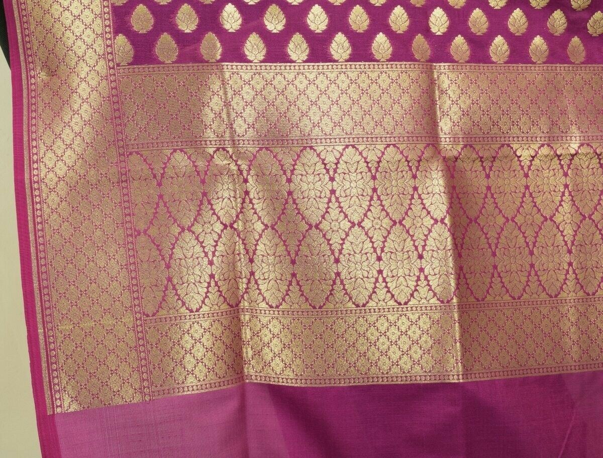 Dark Magenta Banarasi Silk Dupatta Woven Zari Brocade Indian Long Stole Wrap Sha