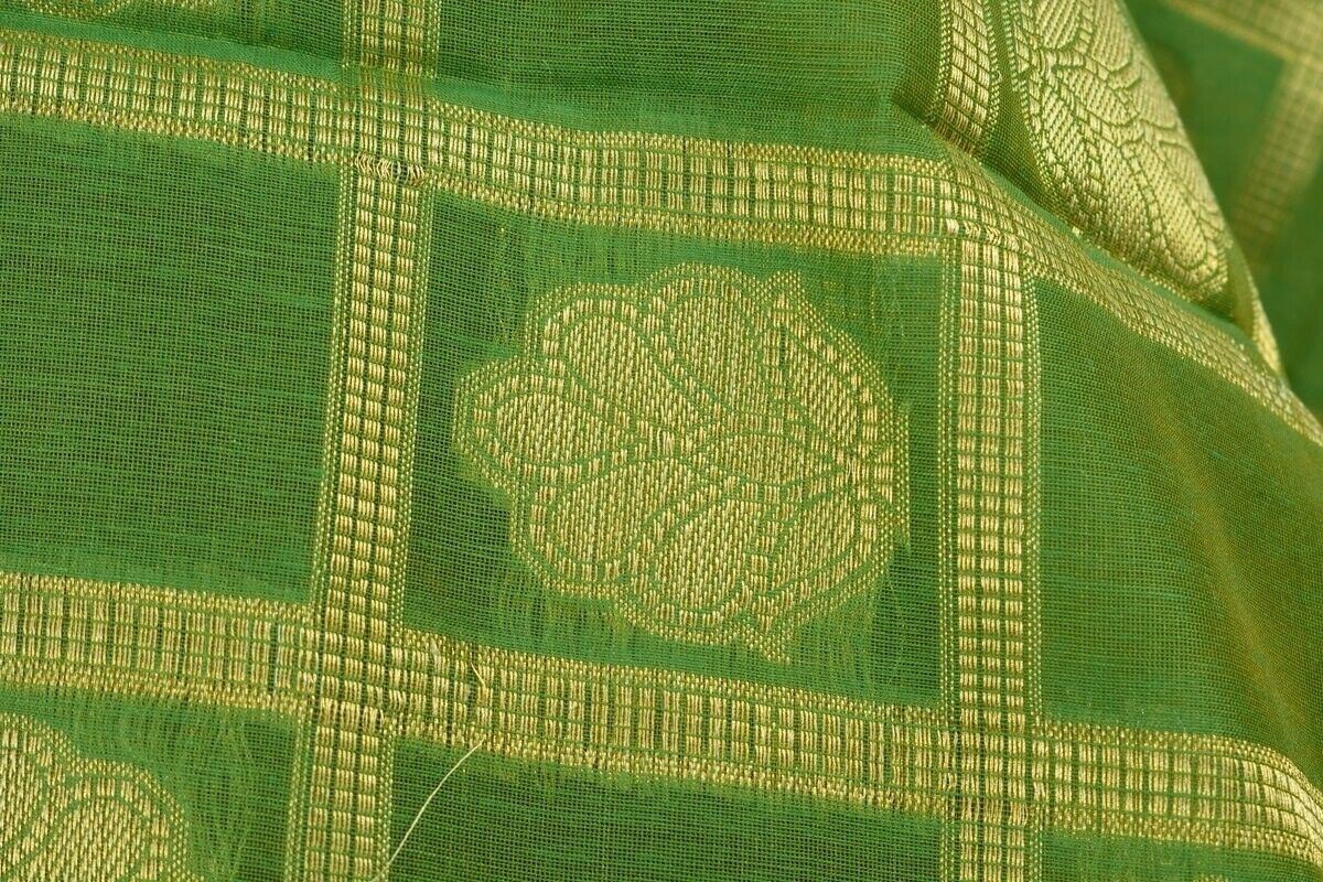 Green Banarasi Dupatta Floral Woven Zari Brocade Indian Long Stole Wrap Shawl