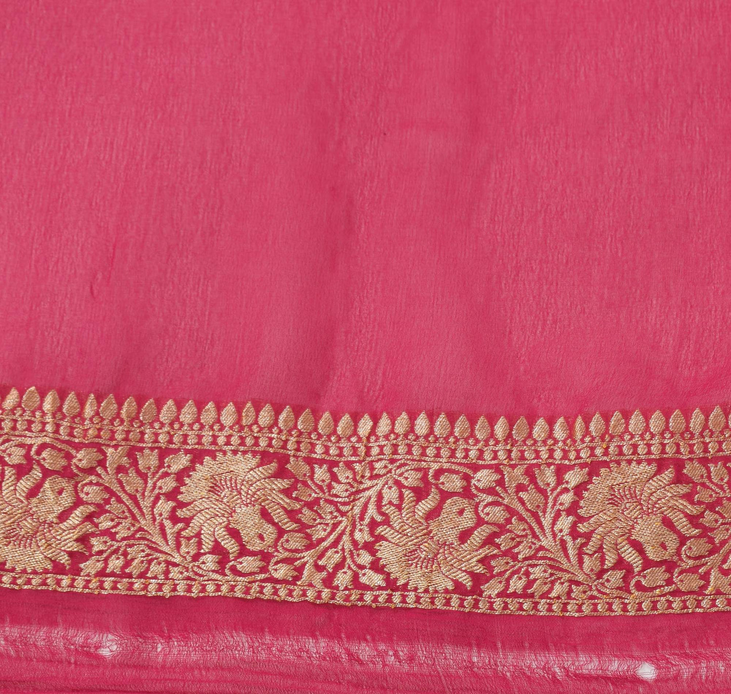 Magenta Pure Khaddi Georgette Silk Banarasi Handloom Woven Zari Zaal Sari Fabric
