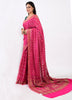 Magenta Pure Khaddi Chiffon Silk Banarasi Handloom Zari Woven Motifs Sari Fabric