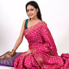 Magenta Pure Khaddi Chiffon Silk Banarasi Handloom Zari Woven Motifs Sari Fabric