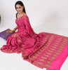 Magenta Pure Khaddi Chiffon Silk Banarasi Handloom Zari Woven Motifs Sari Fabric