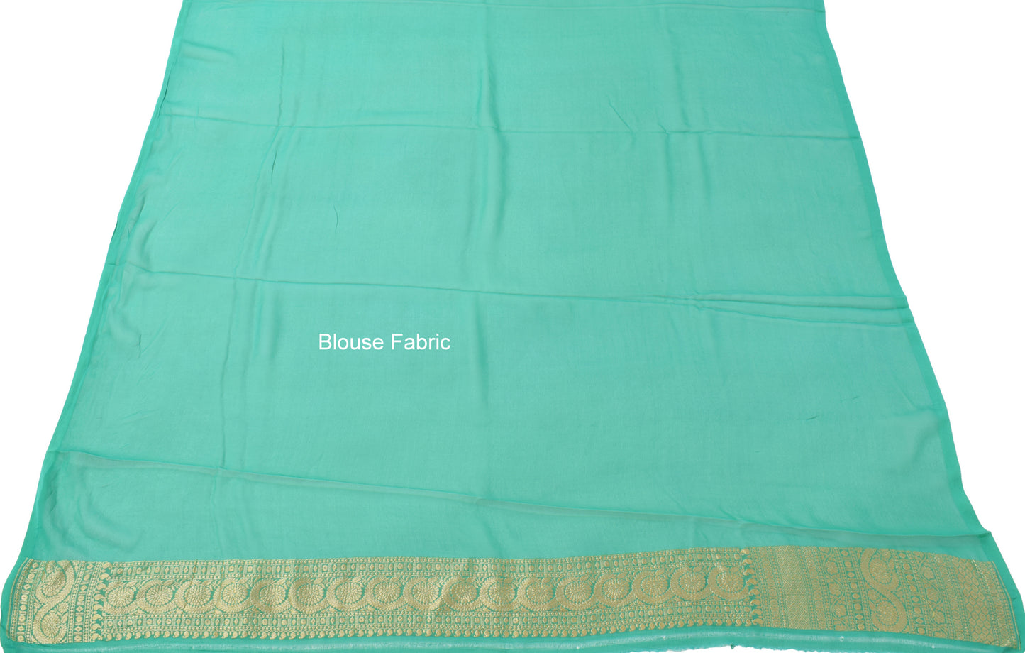 Aqua Green Pure Khaddi Georgette Silk Banarasi Handloom Skirt Border Saree Woven