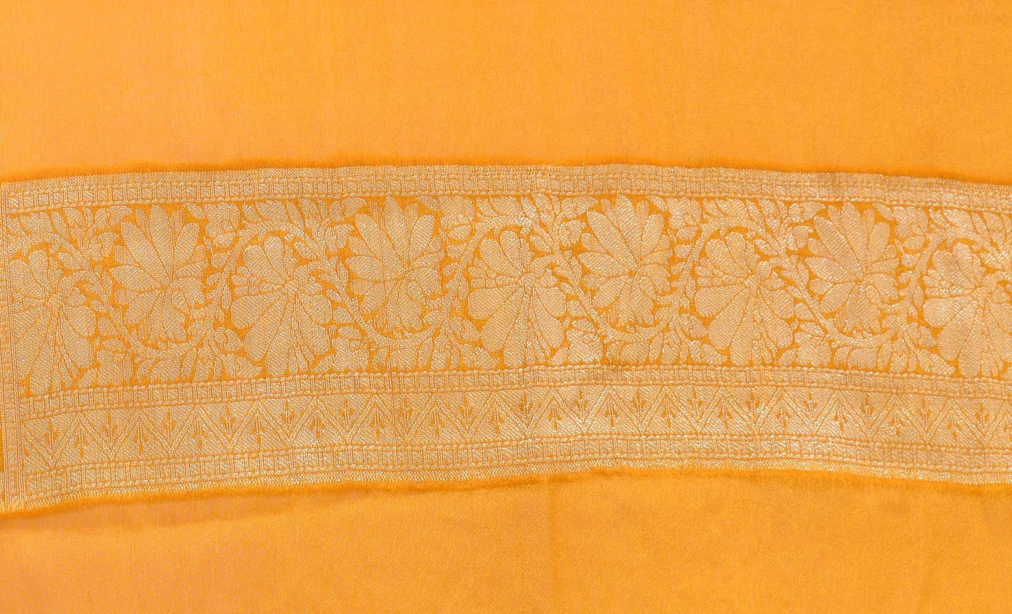Maroon & Mustard Pure Khaddi Chiffon Silk Banarasi Handloom Premium Saree Fabric