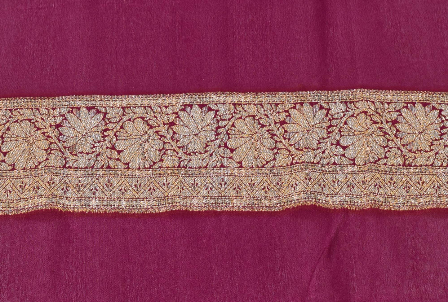 Peach & Purple Pure Khaddi Chiffon Silk Banarasi Handloom Premium Saree Fabric