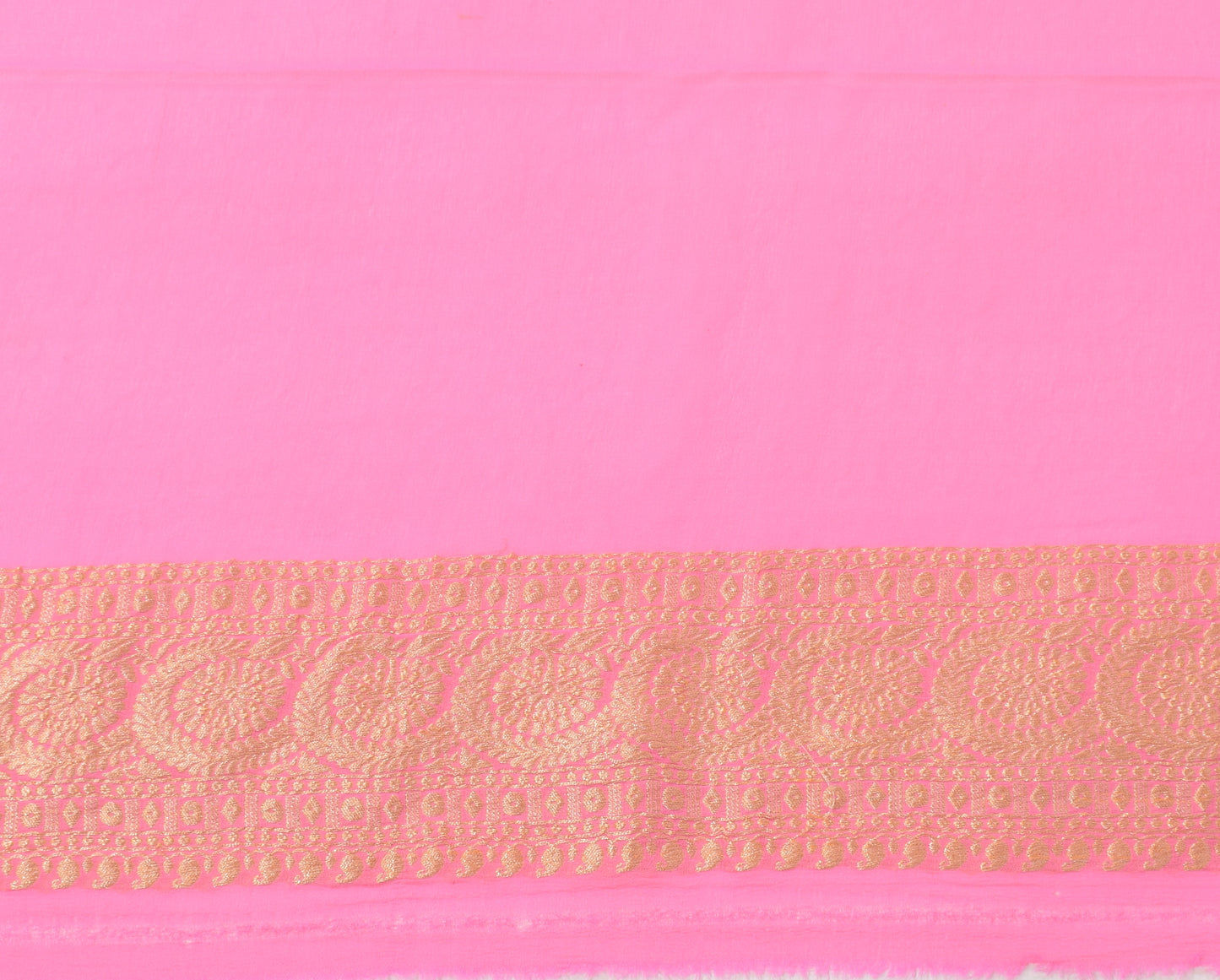 Light Pink Pure Khaddi Georgette Silk Banarasi Handloom Skirt Border Saree Woven