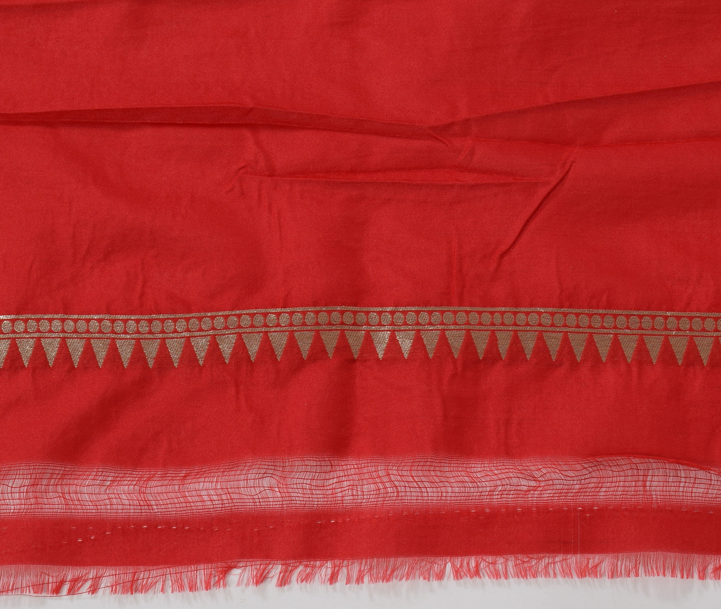 Banarasi Shikargah Saree Zari Woven Red Sari Bend Silk Elephant Birds Fabric
