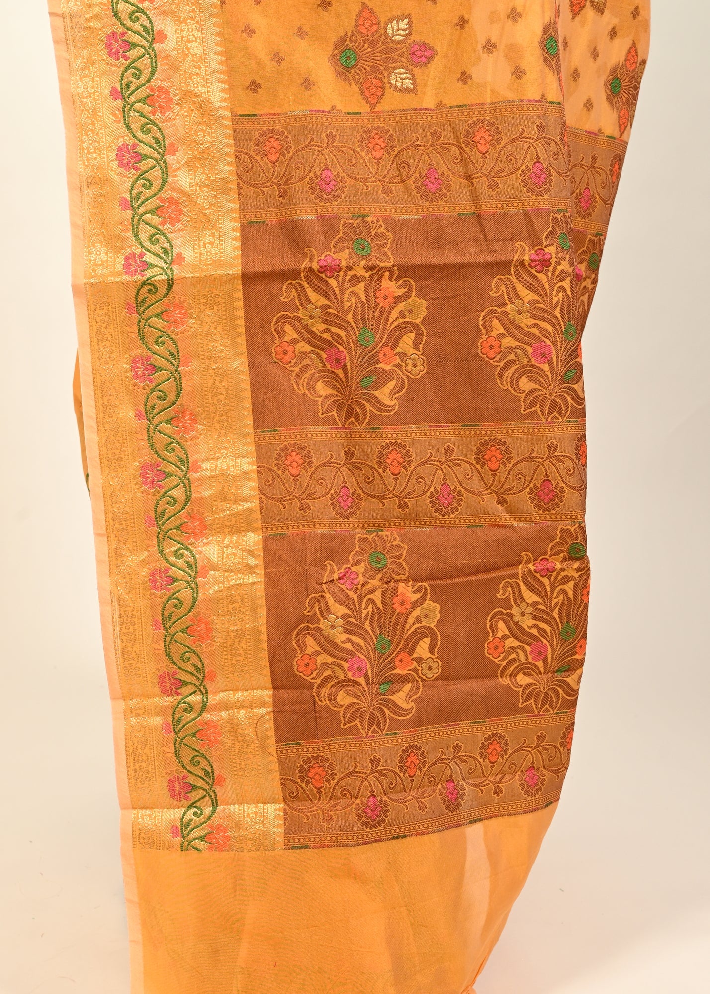 Banarasi Vastra Chanderi Silk Saree with Resham Tilfi Buta Floral Zari Border