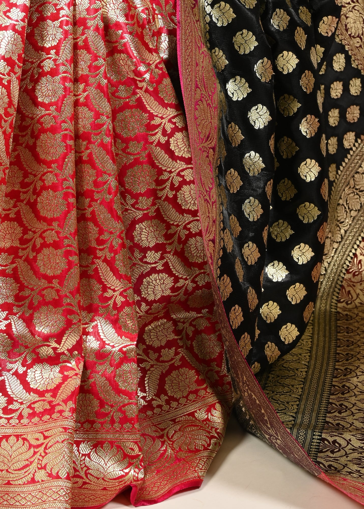 Banarasi Silk Heavy Handloom Saree With Zari Motifs, Rich Pallu & Broad Border Black