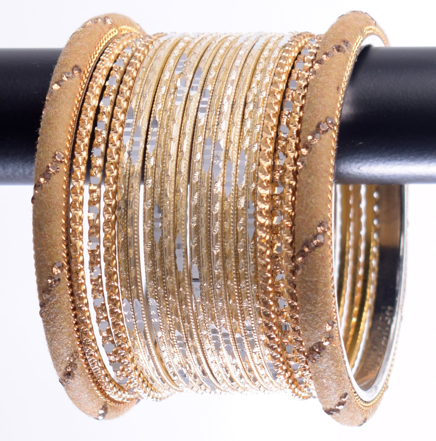 Costume Matching 40 Pc Indian Metal Bangles Bracelet Set in Size 2.8 Light Brown