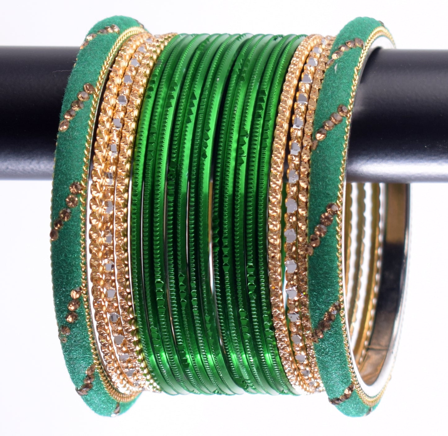 Costume Matching 40 Pc Indian Metal Bangles Bracelet Set in Size 2.8 Green