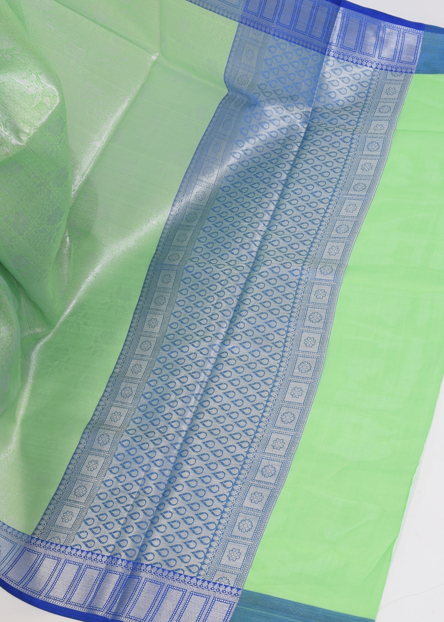 Banarasi Vastra Kora Silk Tanchoi Saree Zari Woven Floral Sari Contrast Border