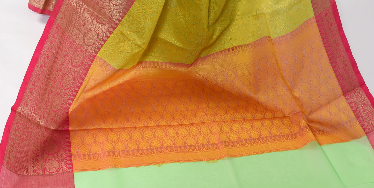 Banarasi Vastra Kora Silk Resham Tanchoi Saree with Zari Woven Skirt Border